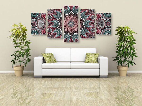 Tablou 5-piese Mandala indiană cu model floral