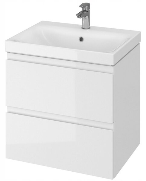 Cersanit Moduo, set dulap baie cu chiuveta blat 80x45x95 cm, stejar lucios alb, S801-447