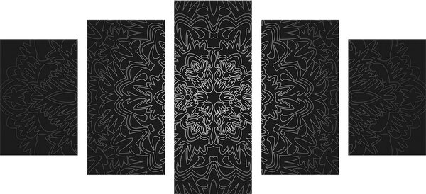 Tablou 5-piese Mandala ornamentală în design alb-negru