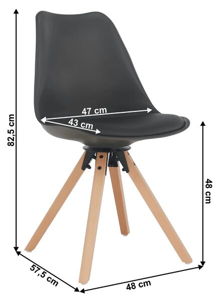 Scaun ETOSA, gri inchis/fag, piele ecologica/plastic/lemn, 48x58x83 cm