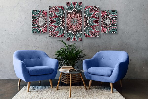 Tablou 5-piese Mandala indiană cu model floral