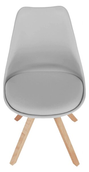 Scaun ETOSA, gri deschis/fag, piele ecologica/plastic/lemn, 48x58x83 c