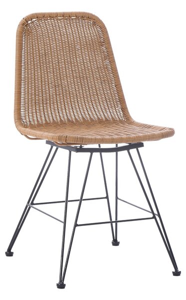 Scaun de grădină Model Pamela, Natural/Negru, 44x58x82 cm