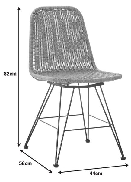 Scaun de grădină Model Pamela, Natural/Negru, 44x58x82 cm