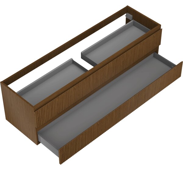 Mexen Rivel, mobilier baie 160 cm, 2 sertare, canelat, nuc, 91A20-16047-2-BFF86