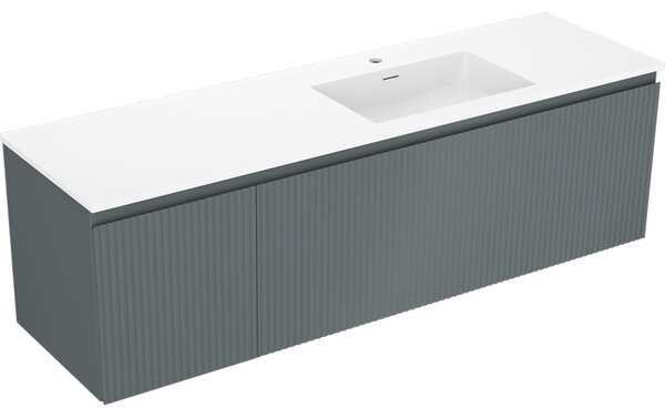 Mexen Rivel, mobilier de baie 160 cm cu lavoar Otis dreapta, 1S, 1D, canelat, grafit/alb mat, 91A23-16047-3-BBFF66-W18P01