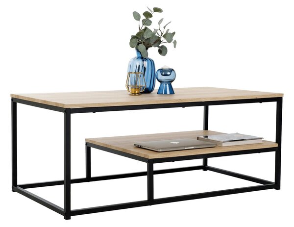 Masuta cafea LARON, stejar deschis/negru, 110x60x45 cm