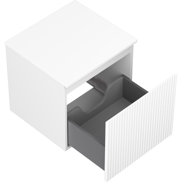 Mexen Rivel, mobilier de baie 50 cm cu blat, 1 sertar, canelat, alb mat, 91A20-05047-1-BFC01