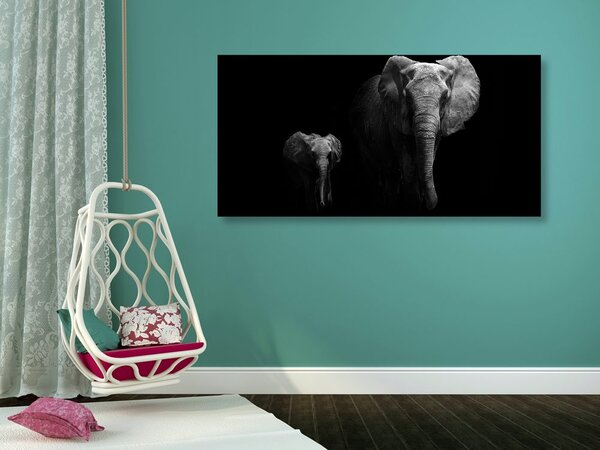 Tablou elefant mic si elefant feminin