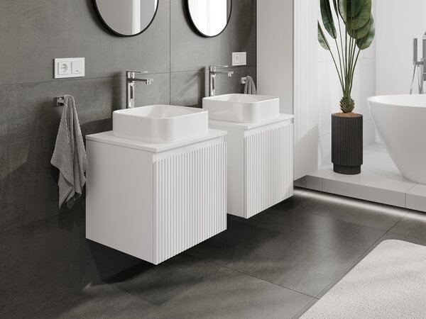 Mexen Rivel, mobilier baie 50 cm, 1 sertar, canelat, alb mat, 91A20-05047-1-BF01
