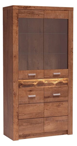 Vitrina INFINITY I-03, frasin deschis, PAL melaminat/sticla, 96x42x192