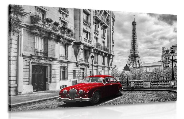 Tablou mașina roșie retro în Paris