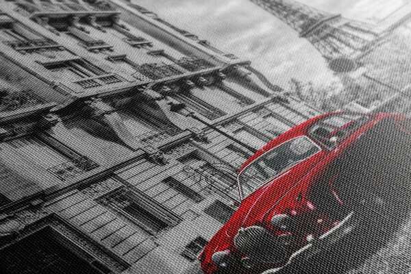 Tablou mașina roșie retro în Paris