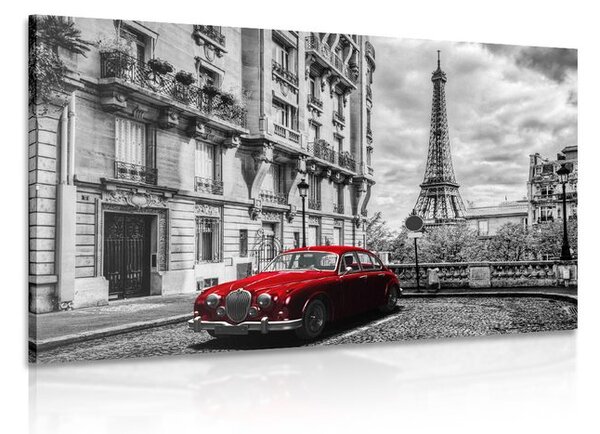 Tablou mașina roșie retro în Paris