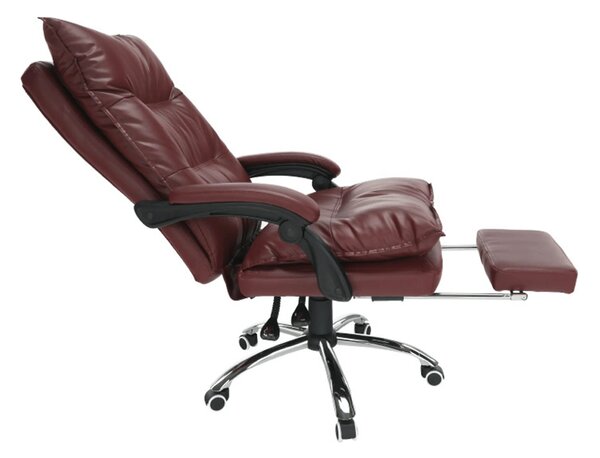 Scaun birou DRAKE, visiniu/crom, piele ecologica/metal, 72x85x111/118