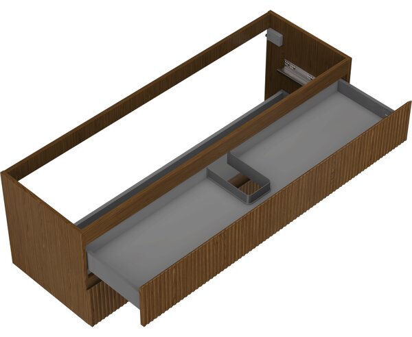 Mexen Rivel, mobilier de baie sub chiuvetă 140 cm, 2 sertare, canelat, nuc, 91A20-14047-2-BFF86