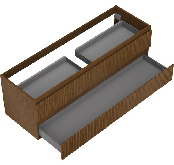 Mexen Rivel, mobilier de baie sub chiuvetă 140 cm, 2 sertare, canelat, nuc, 91A20-14047-2-BFF86