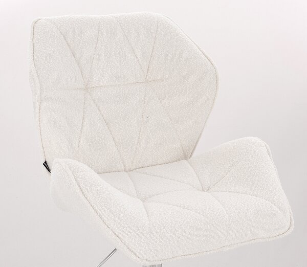 HR212CROSS Scaun Crem Boucle cu Bază Neagră