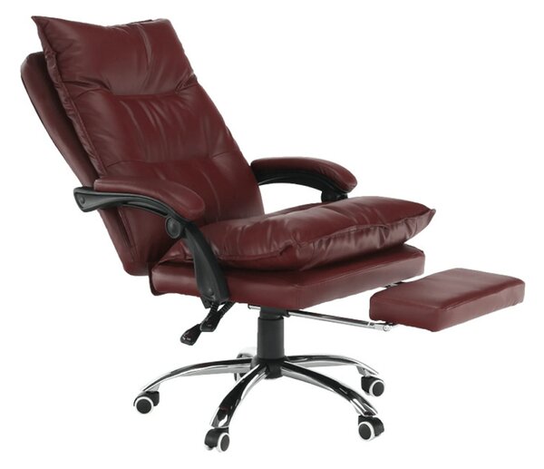 Scaun birou DRAKE, visiniu/crom, piele ecologica/metal, 72x85x111/118