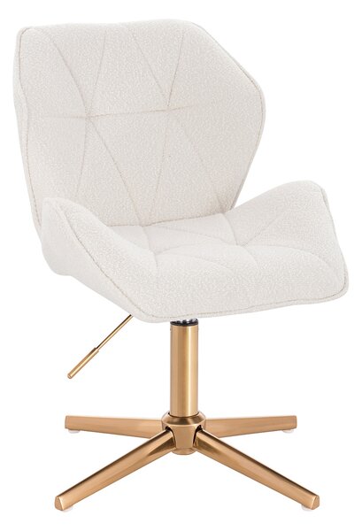 HR212CROSS Scaun Crem Boucle cu Bază Aurie