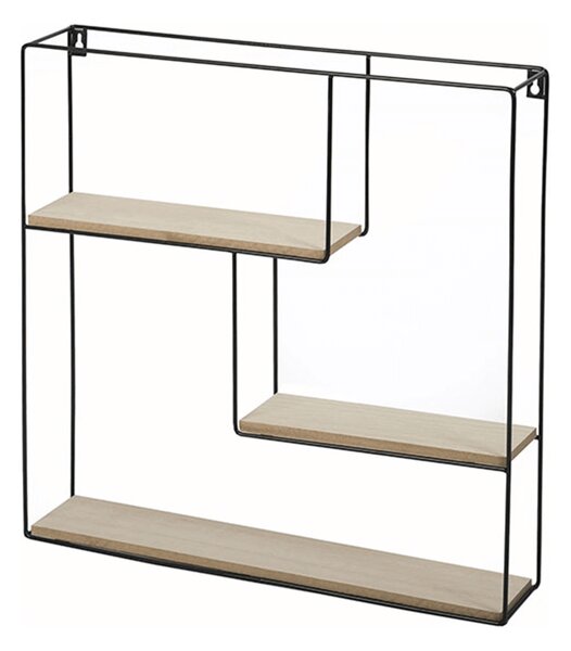 Raft DESIO TYPUL 1, stejar natural/negru, lemn/metal, 50x10x50 cm