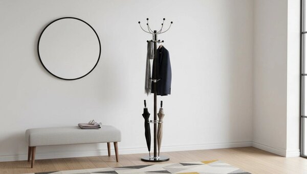 Cuier pom JIMY NEW, negru, metal/marmura, 37x175 cm