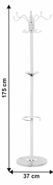 Cuier pom ELOS, alb, metal/marmura, 37x175 cm
