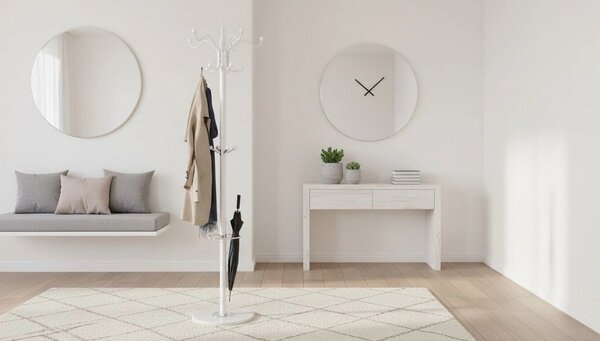 Cuier pom ELOS, alb, metal/marmura, 37x175 cm