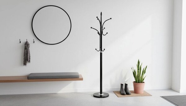 Cuier pom BELVIN, negru, metal/marmura, 37x175 cm