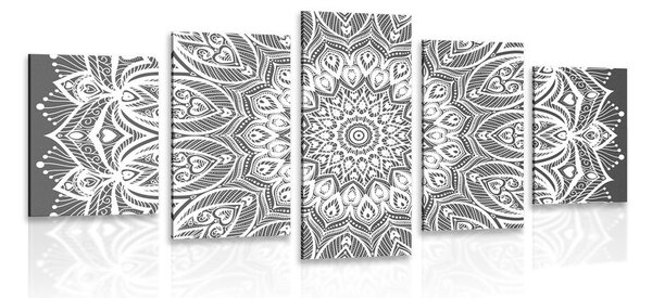 Tablou 5-piese Mandala armonie în design alb-negru