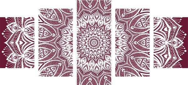 Tablou 5-piese Mandala armonie pe un fundal roz