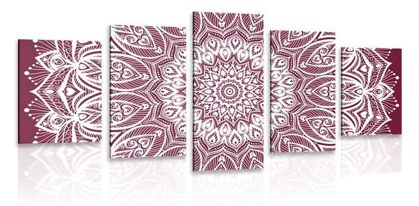 Tablou 5-piese Mandala armonie pe un fundal roz