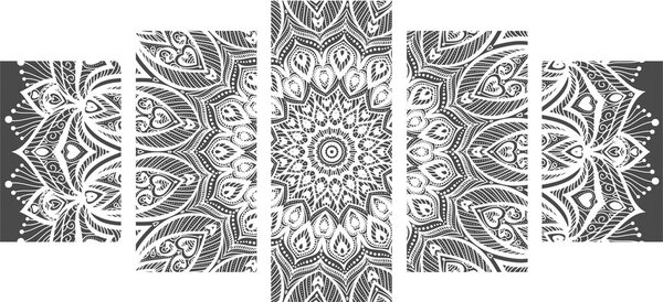 Tablou 5-piese Mandala armonie în design alb-negru