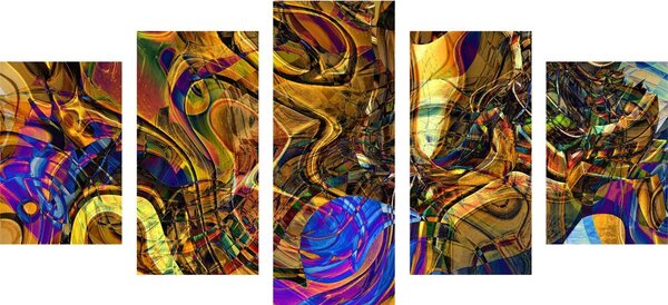 Tablou 5-piese plin de artă abstractă