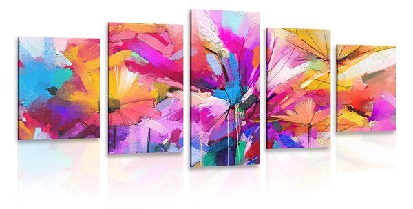 Tablou 5-piese flori colorate abstracte