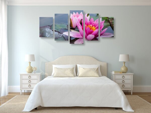 Tablou 5-piese floare de lotus roz