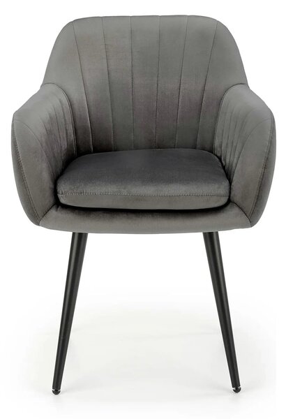Scaun K429, gri, stofa catifelata/metal, 58x53x80 cm