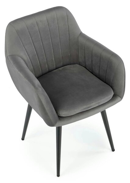 Scaun K429, gri, stofa catifelata/metal, 58x53x80 cm