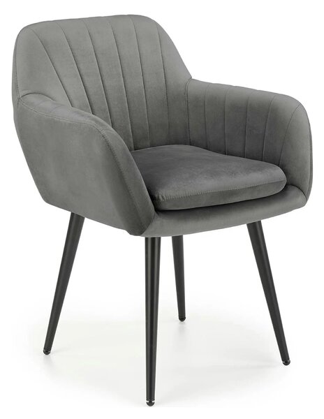 Scaun K429, gri, stofa catifelata/metal, 58x53x80 cm