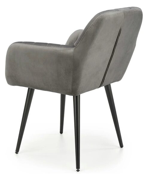 Scaun K429, gri, stofa catifelata/metal, 58x53x80 cm
