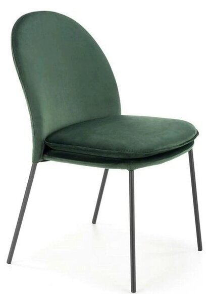 Scaun K443, verde/negru, stofa catifelata/metal, 50x58x84 cm