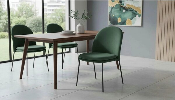 Scaun K443, verde/negru, stofa catifelata/metal, 50x58x84 cm