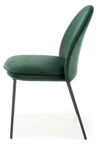 Scaun K443, verde/negru, stofa catifelata/metal, 50x58x84 cm