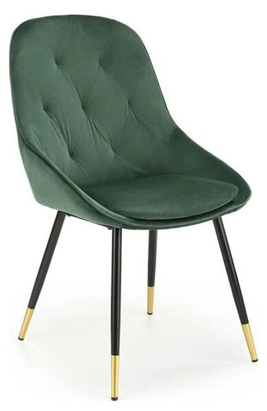 Scaun K437, verde inchis/negru, stofa catifelata/metal, 49x55x88 cm