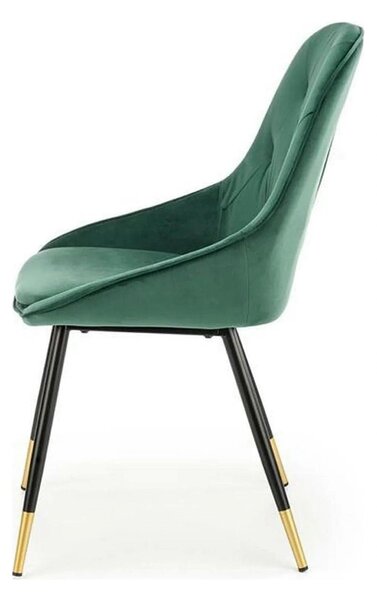 Scaun K437, verde inchis/negru, stofa catifelata/metal, 49x55x88 cm