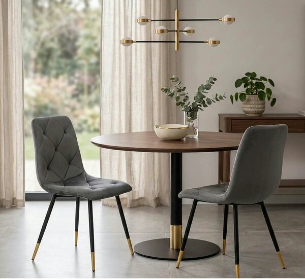 Scaun gri inchis K438, stofa catifelata/metal, 45x50x86 cm