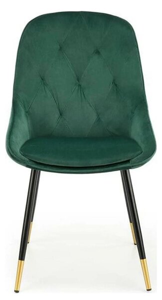 Scaun K437, verde inchis/negru, stofa catifelata/metal, 49x55x88 cm