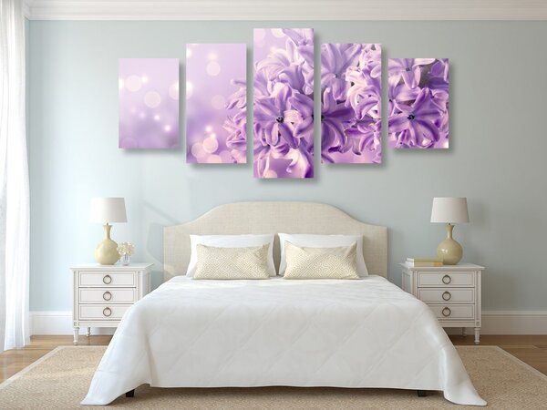 Tablou 5-piese floare violetă de liliac