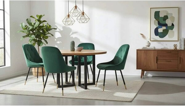 Scaun K437, verde inchis/negru, stofa catifelata/metal, 49x55x88 cm