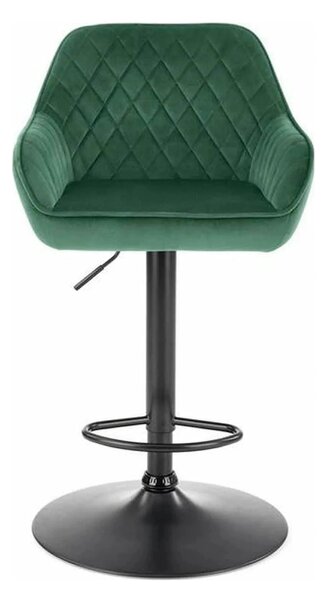 Scaun bar H103, verde inchis/negru, stofa catifelata/otel, 55x55x92/11
